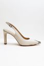 Burnu Galvanizli Arkası Açık Stiletto  EKRU D791952EKRU