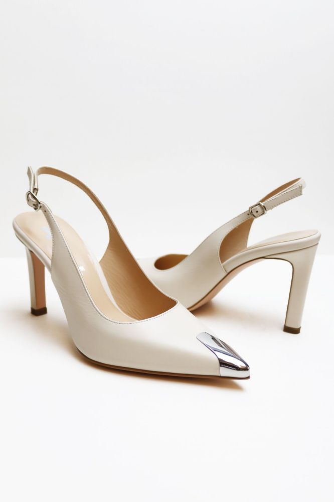 Burnu Galvanizli Arkası Açık Stiletto  EKRU D791952EKRU resmi