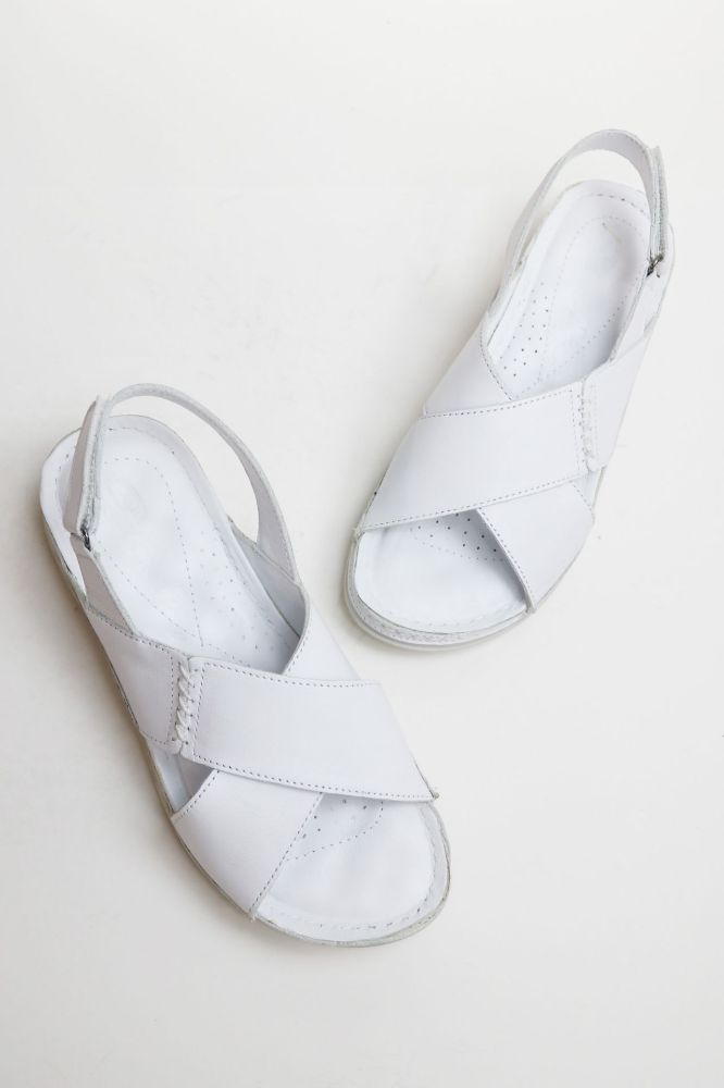 Çarpraz Bantlı Günlük Ortopedik Sandalet  BEYAZ N056107BEYAZ resmi