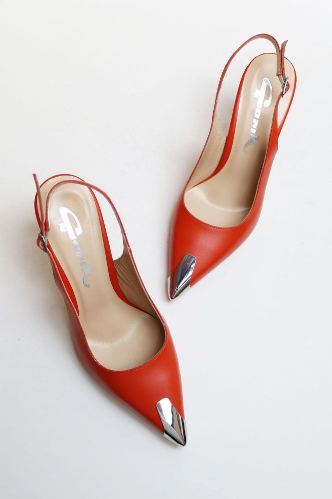 Burnu Galvanizli Arkası Açık Stiletto  MERCAN D791952MERCAN resmi